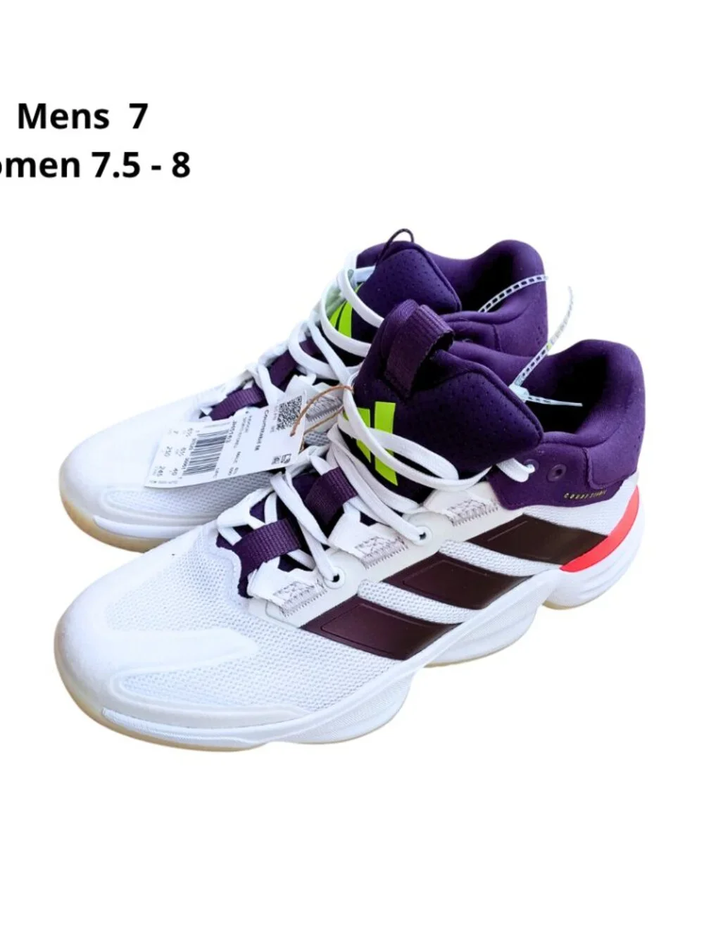 Adidas Basketball Sneakers White Purple - Men’s Size 7 / Women’s 7.5 -8 Athletic
